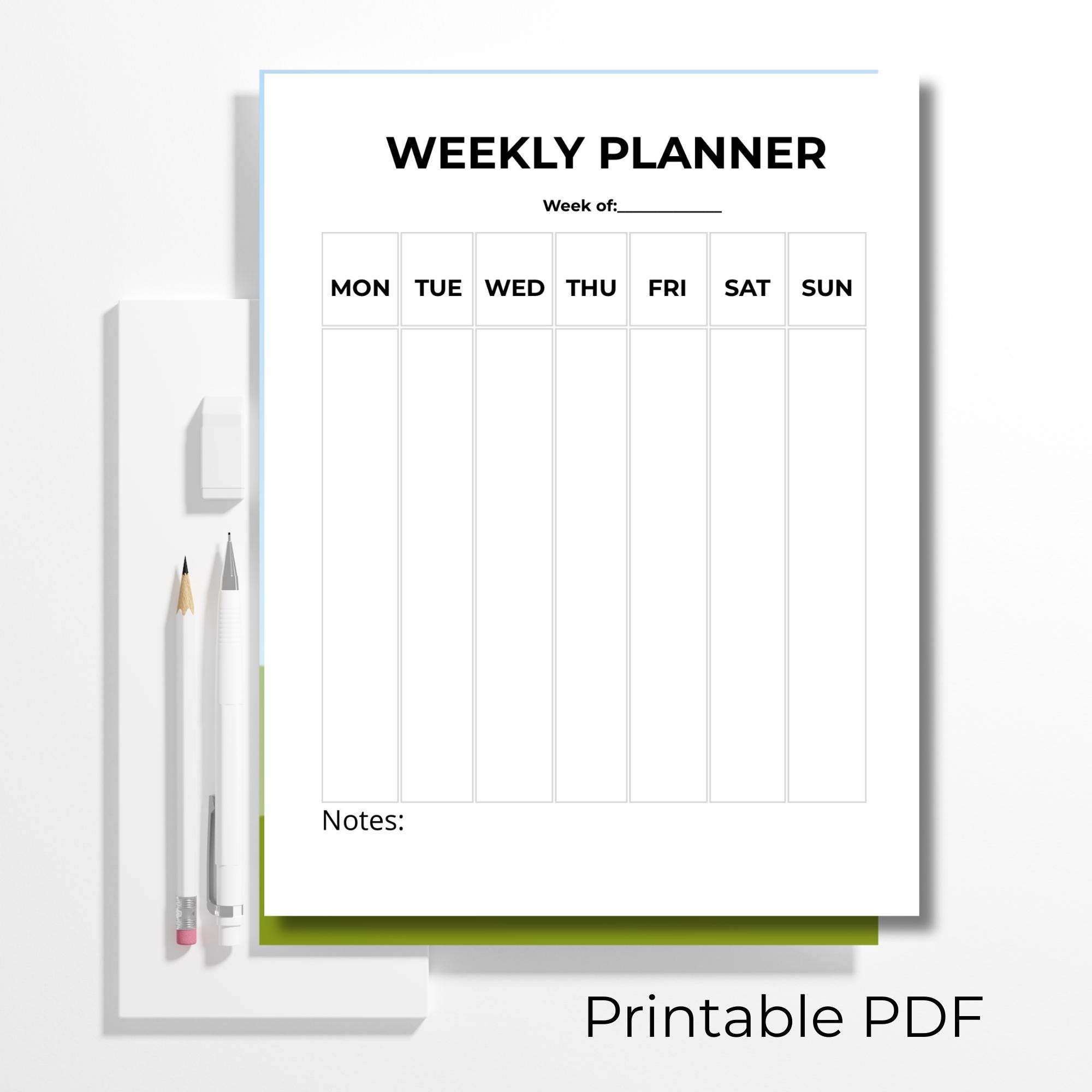 Minimal Weekly Planner Printable PDF | Undated Weekly Organizer | US ...