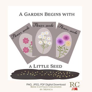 Un jardin commence par une petite graine PNG sublimation de paquets de graines vintage | Chemise florale Cottagecore PNG Garden Quote Graphic | Fête des mères
