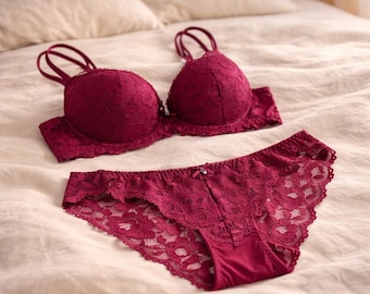 Romantic Embroidered Bra And Panty Set, Bridal Lingerie, Elegant Lace Underwear Set, Wedding Lingerie, Romantic Lingerie, Gift for Her
