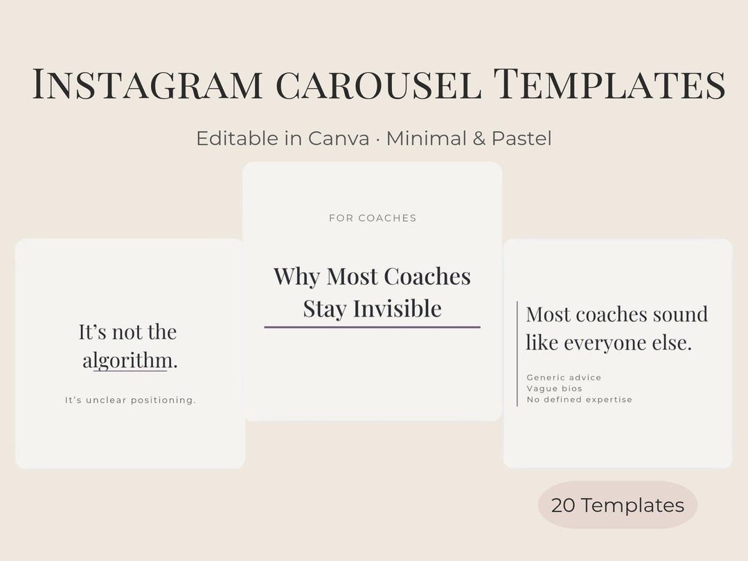 Instagram Carousel Templates for Coaches – Canva Editable, Authority ...