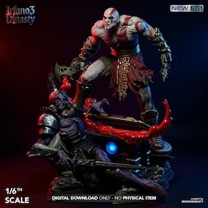 Kratos - GoW STL Skala 1:6 (Fullstorlek + Byst) | 2 Variantskulpturer | Filer som inte stöds