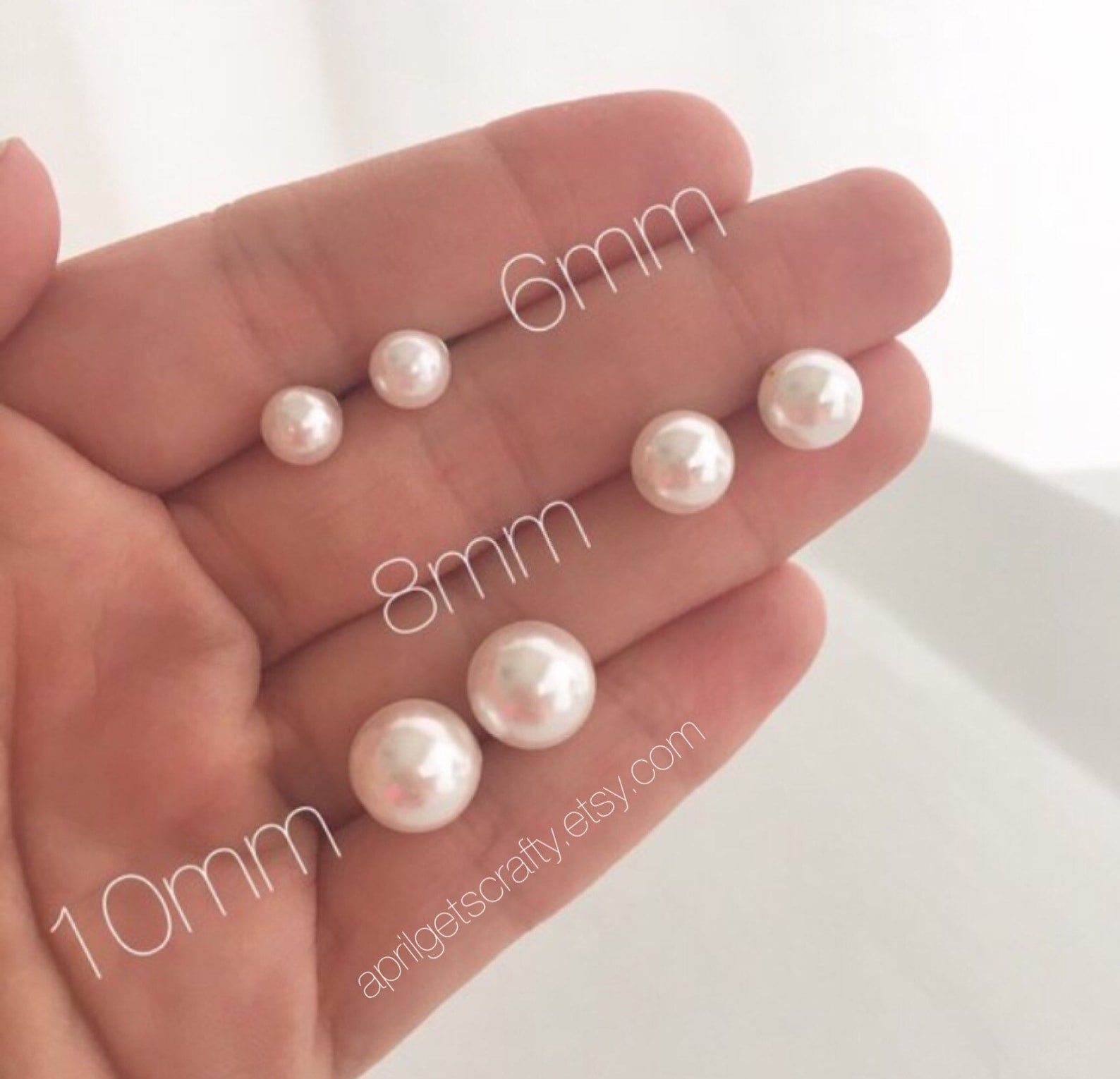 10mm Pearl Stud Earrings Choose Size Pearl Post Earrings Etsy New Zealand