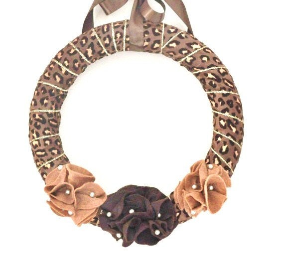 Items similar to Leopard Felt Wreath Pearl 18 inch on Etsy
