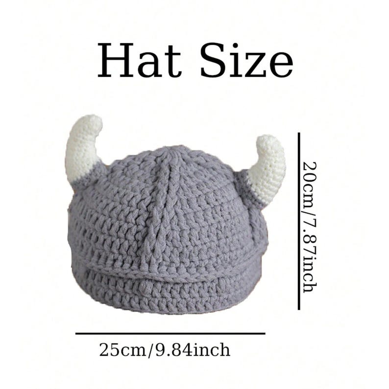 Handmade Crochet Viking Helmet Hat with Horns, Adult Kids Cosplay Accessory image 15