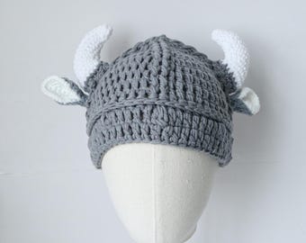 Gorro de ganchillo grueso con cuernos, gorro vikingo hecho a mano, gorro unisex de invierno tejido en color personalizado