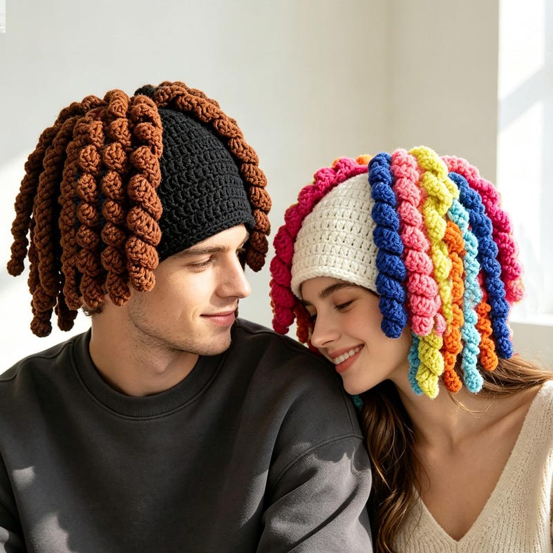 Crochet Rainbow Wig Curly - Etsy
