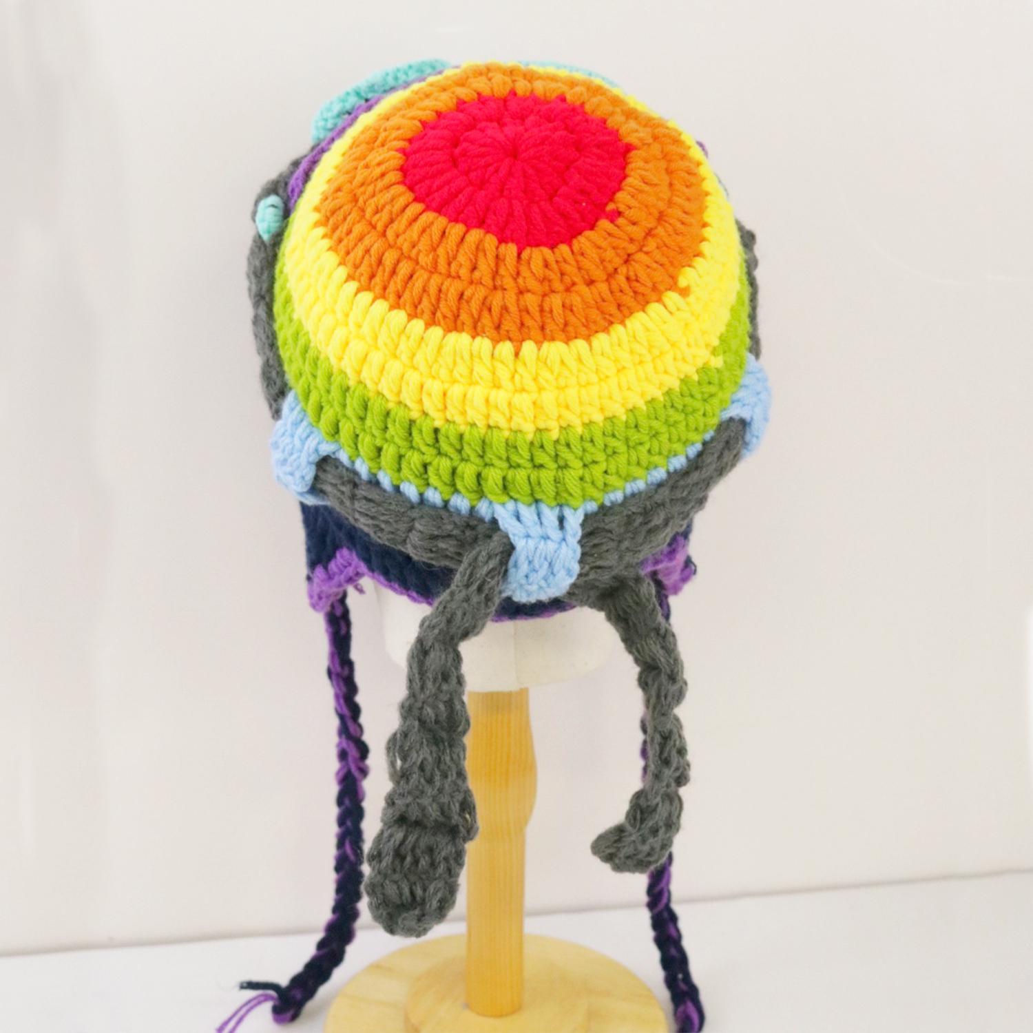 Handmade Crochet Aviator Pilot Hat With Goggles, Colorful  display picture 3