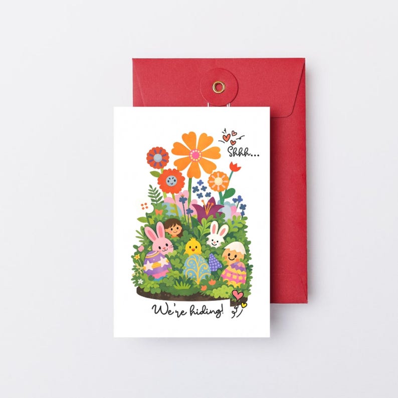 Floral Bunny Easter Card, Kids Egg Hunt Greeting (digital Download) - Etsy