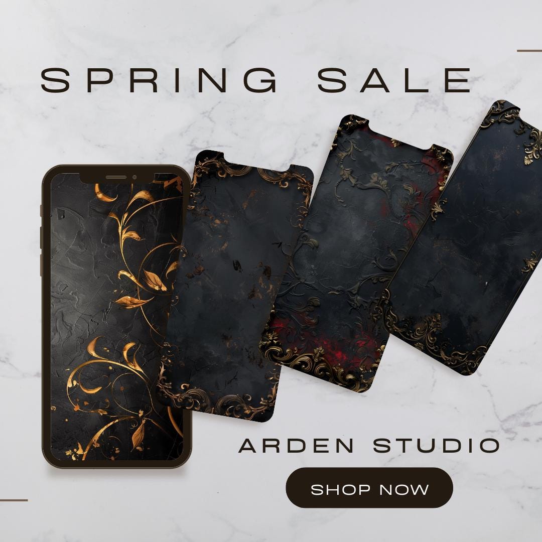 Gothic Phone Wallpaper Pack, Black Gold Baroque Wallpaper, Dark Luxury ...