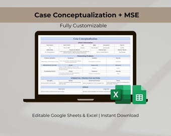 Case Conceptualization Template | MSE Forms, Psychology Students Clinician (Google Sheets)