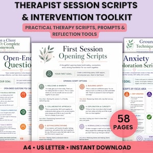 Therapist Session Scripts & Intervention Toolkit, CBT Worksheets, Coping Skills (Digital Download)