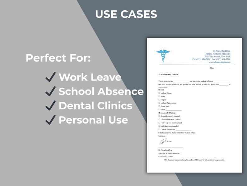 Editable Sick Leave Note Template | Medical Excuse Letter (word, PDF ...