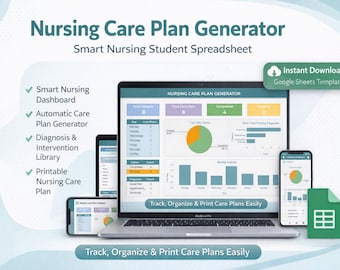Nursing Care Plan Generator Spreadsheet | Smart Dashboard, Automatic Plans (Google Sheets)