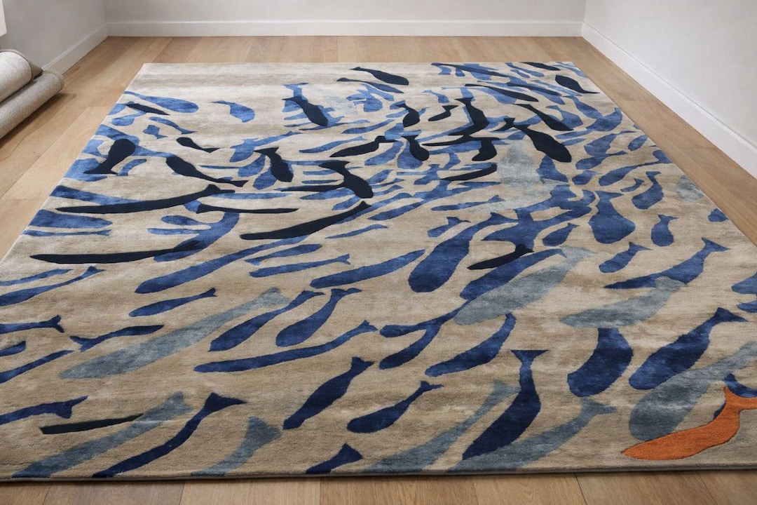 Hand Tufted Ocean Wave Abstract Rug - Etsy
