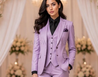 Costumes trois pièces de mariage lavande pour femme Tenue de soirée et costume fait main