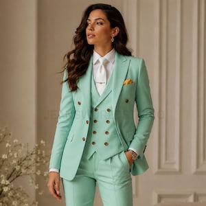 green blazer dress womens MO&Co.Women Two Piece Slim Fit Blazer Dress Olive Size M main image 1