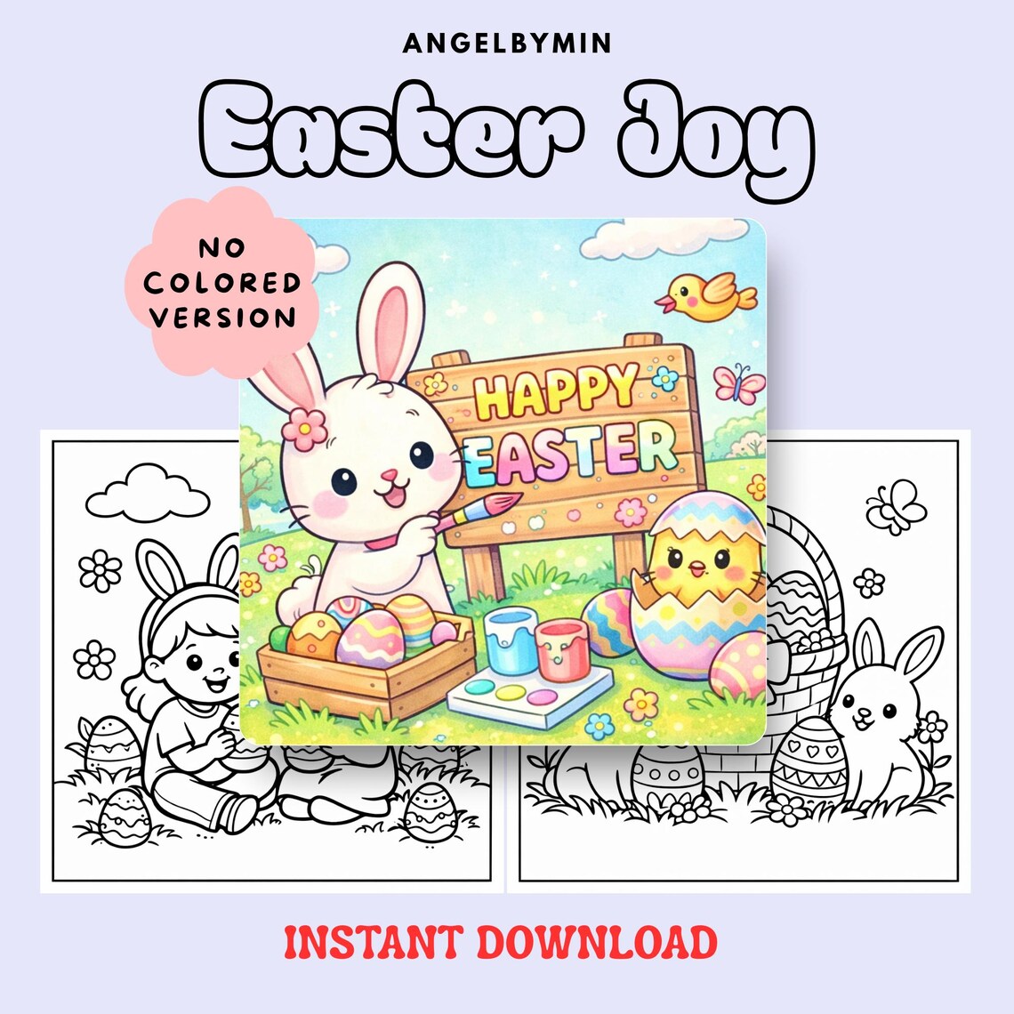 Easter Coloring Book, Bunny Activity Pages for Kids (PDF Download ...