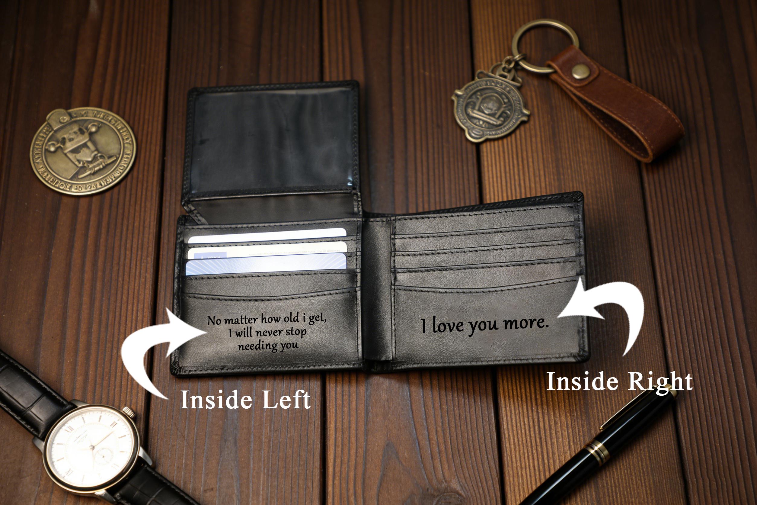 Personalized Leather Mens Wallet,handwriting Custom Slim Wallet Gift ...