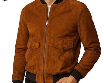 Men’s Brown Suede Bomber Jacket
