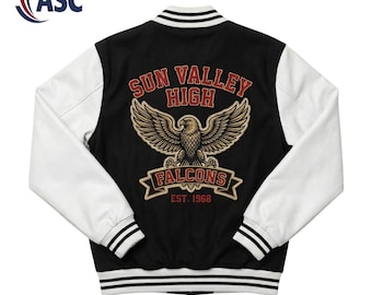 Custom Falcon Varsity Jacket, Vintage Eagle Patch Letterman Coat