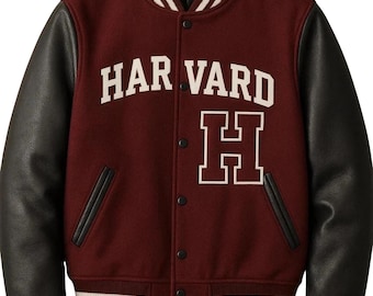 Men’s Burgundy Varsity Jacket | Harvard Style Letterman Jacket