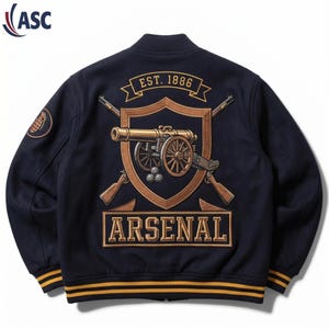 Navy & Gold Collared Varsity Coat