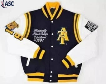 Men’s Navy & Yellow Varsity Jacket | College Letterman Bomber Jacket