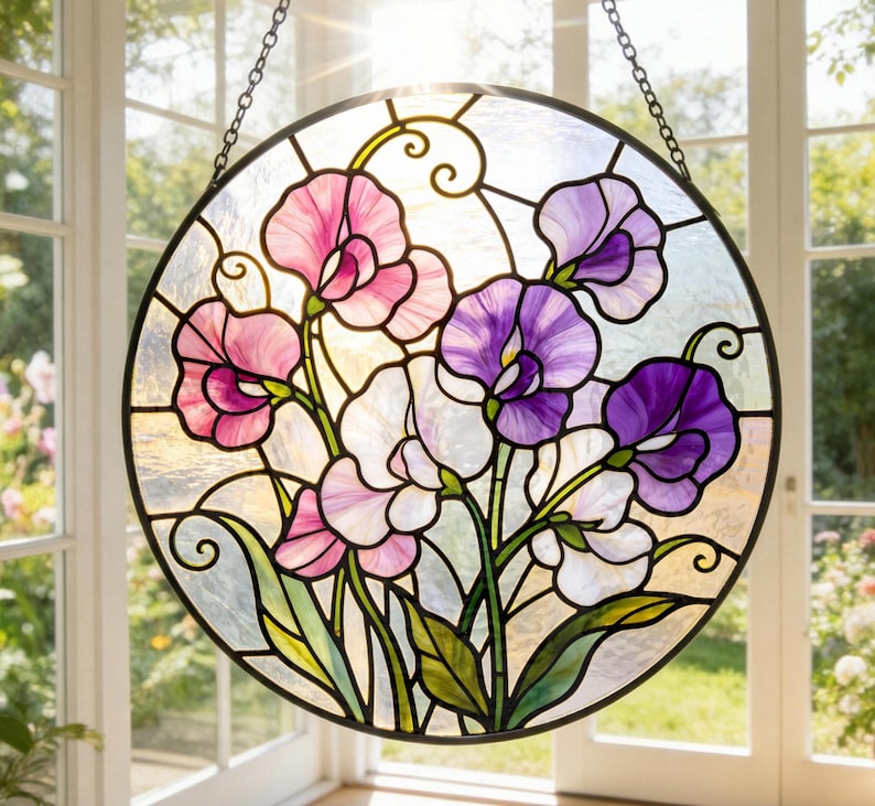 Sweet Peas Suncatcher April Birthday Personalized Birth Flow