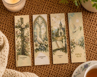 Conjunto de patrones de marcapáginas de punto de cruz cristiano, marcapáginas con versículos bíblicos de fe en PDF, patrón de regalo religioso
