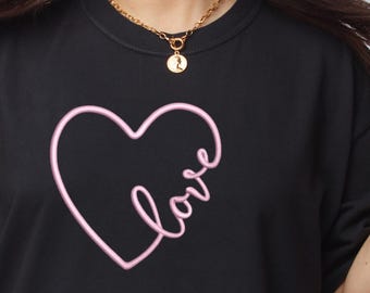 Personalized Heart T-Shirt, Custom Love Tee, Size: S - 3XL