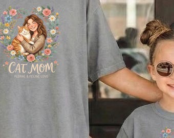 Floral Cat Mom Hoodie, Personalized Lover Graphic, Cat Dad Gift