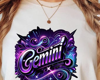 Gemini Sign Personalized Tee, Birth Month Zodiac Custom Graphic, S-3XL