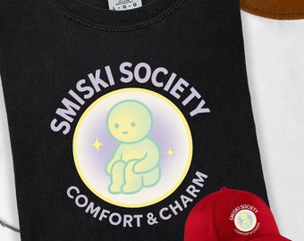 Smiski Community Printed T-Shirt and Hat Gift Set, Personalized Comfort Charm Design, Sizes: S-3XL