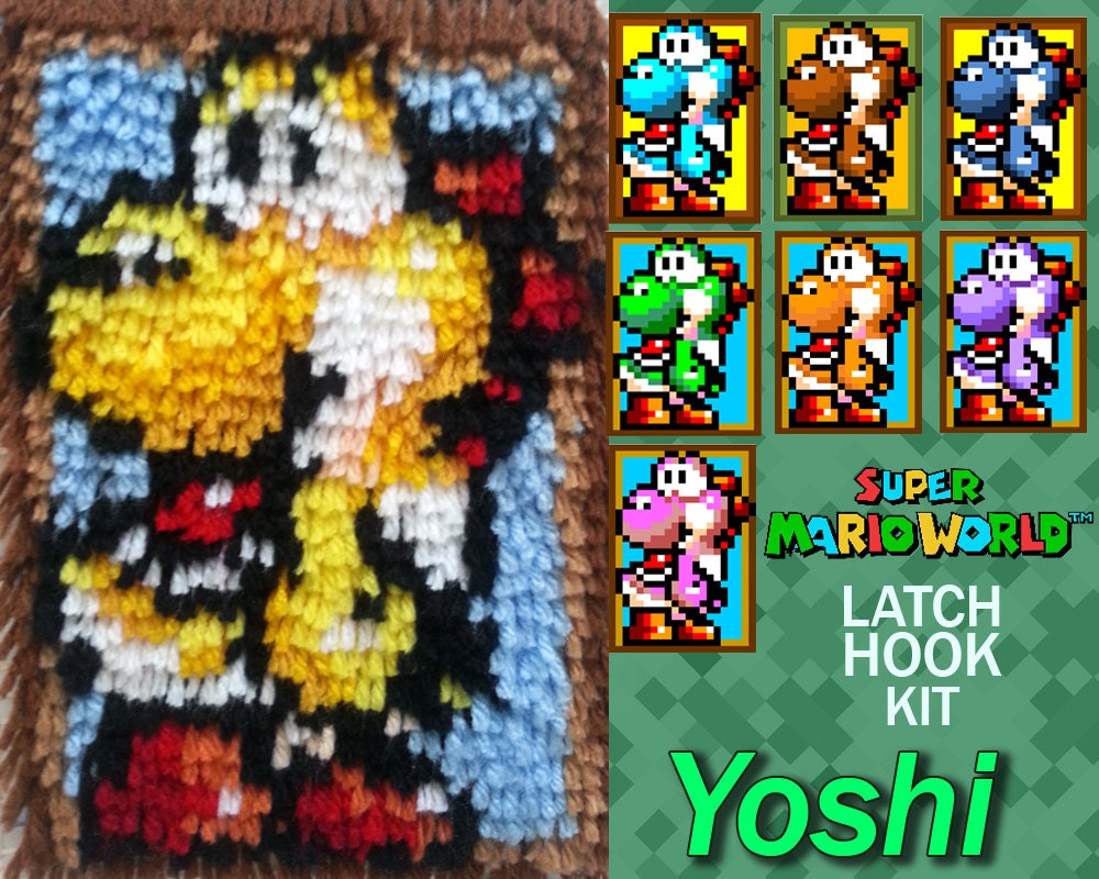 Super Mario World Yoshi Latch Hook Kit DIY Latch Hook 68 Etsy