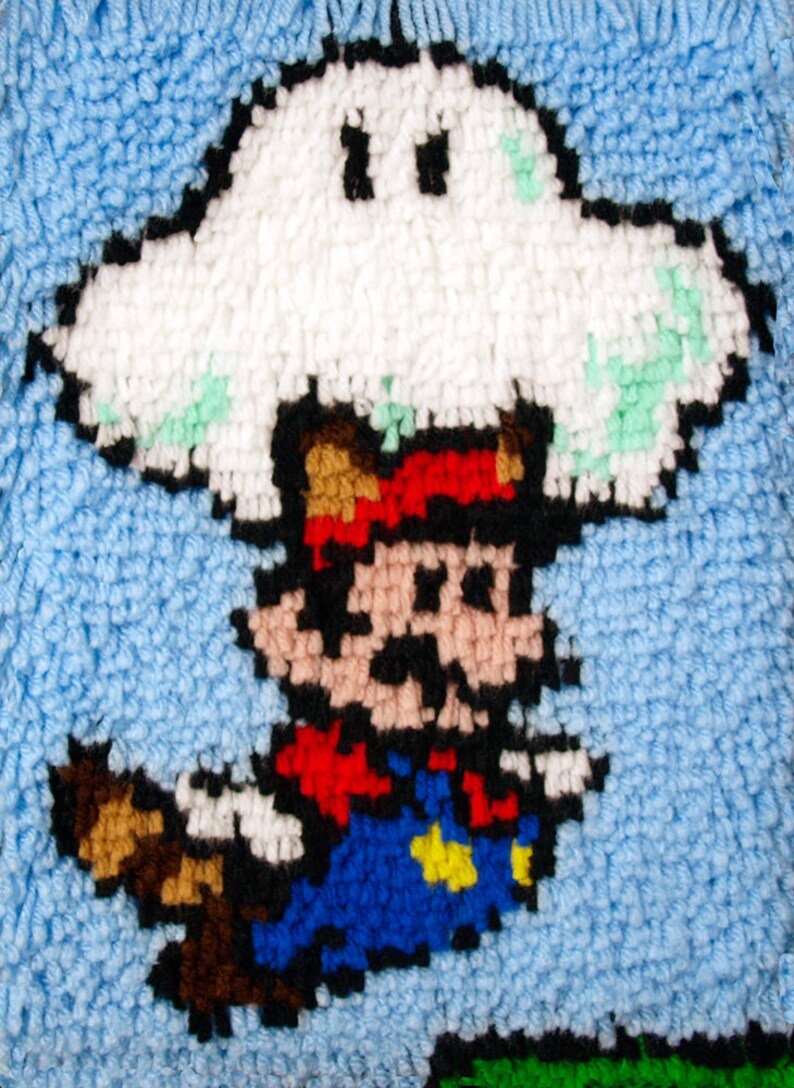 Super Mario Raccoon Mario with Cloud Latch Hook Kit DIY Etsy