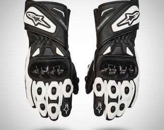 Guanti da moto da corsa in pelle professionali, equipaggiamento di sicurezza con polsino lungo e dita intere, protezione rigida per motociclisti da corsa su strada e da turismo