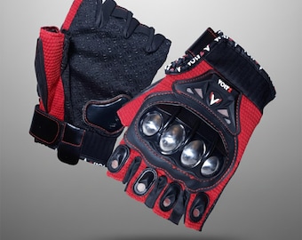 Guantes de moto Voltz VTS01S de medio dedo, con protección rígida para nudillos, transpirables y tácticos para ciclismo de verano.