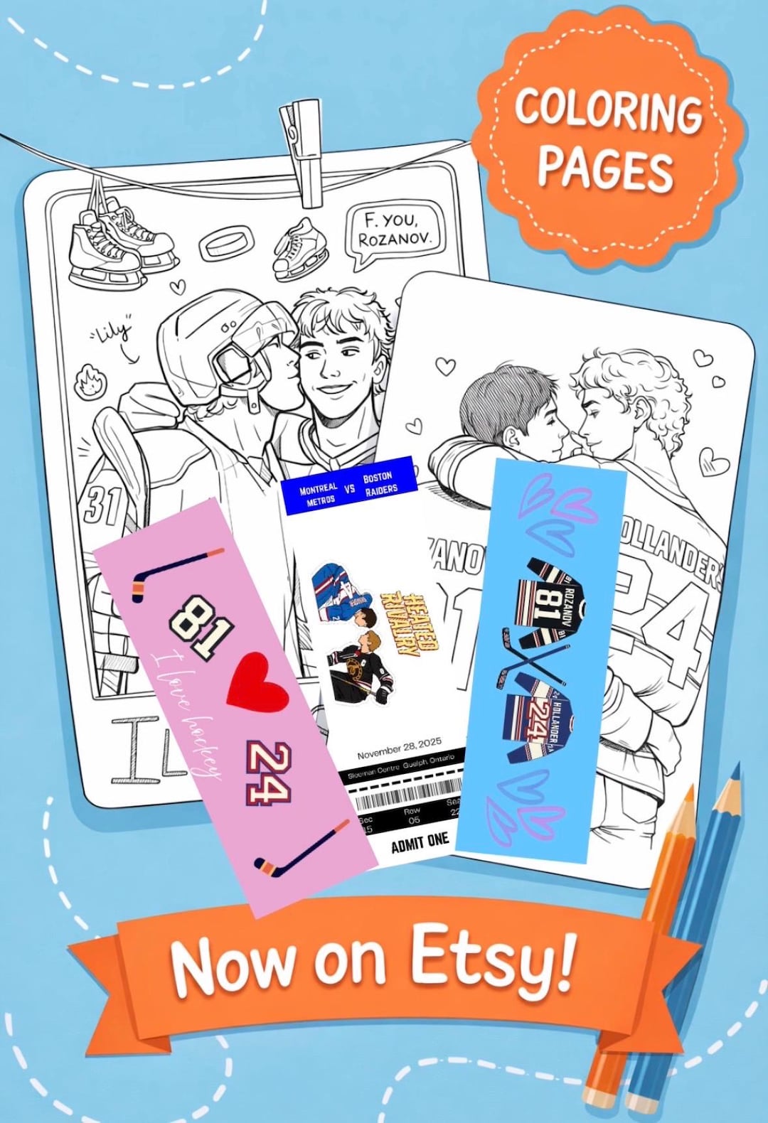 Heated Rivalry Coloring Pages - Etsy