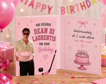 Tarjeta de cumpleaños de Dean Di Laurentis / Regalo para lectores de novelas románticas fuera del campus (Diseño Coquette)