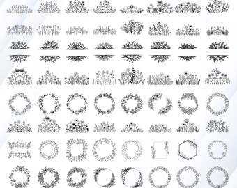 Wildflower SVG Bundle – 60+ Floral Frames, Flower Borders & Botanical Wreaths, Spring Meadow PNG EPS, Instant Download