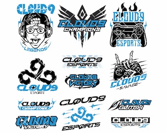 Cloud9 Gaming SVG Bundle – Esports Cloud9 Gamer Logo & Mascot Design, PNG Eps 300 DPI, Cricut Cut Files, Gaming Shirt, Instant Download