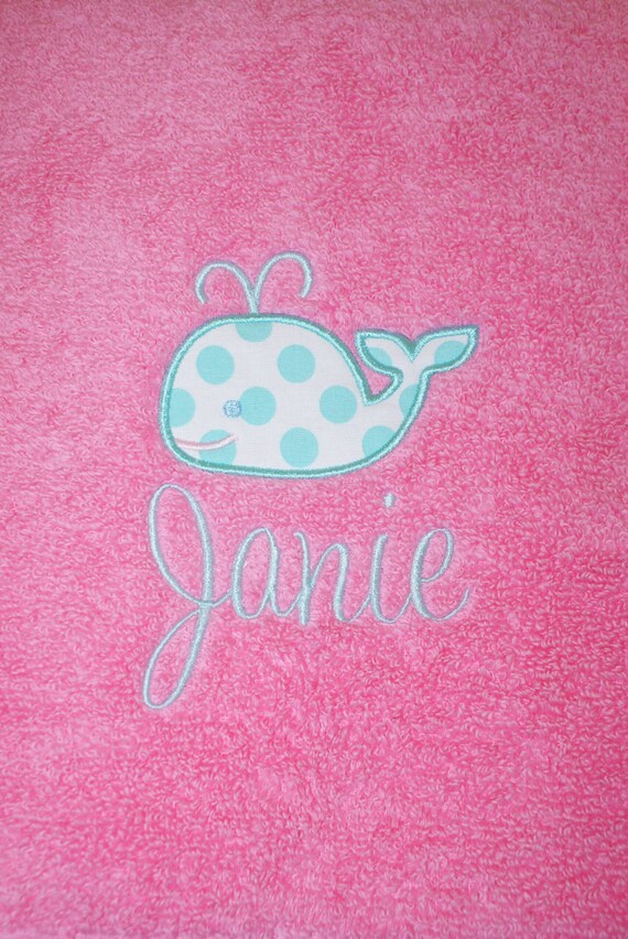 Items similar to Applique Beach Towel Whale on Etsy