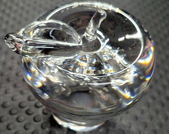 Pisapapeles vintage Lenox de cristal de plomo con forma de manzana, firma grabada, vidrio macizo de 1 kg de peso, regalo para profesores, decoración de escritorio