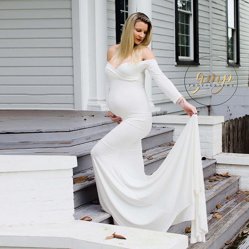 Maternity Gown Long Sleeve Maternity Dress for Photo Shoot Off Etsy