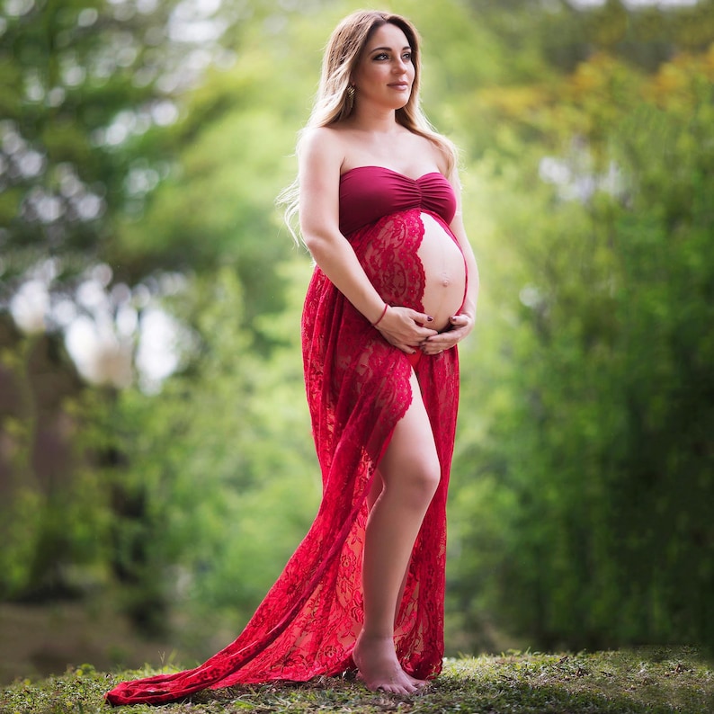 Maternity Boob Tube Dress for Photo Shoot Split Maternity Gown | Etsy