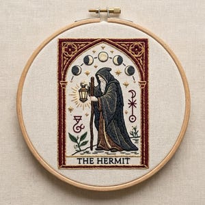 The Hermit Tarot Embroidery Kit - Mystical DIY Craft
