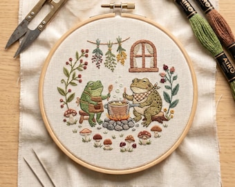 Cottagecore-borduurpakket kikkersoep - grillige DIY Craft