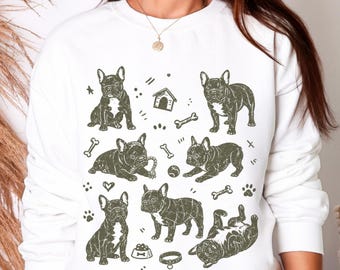 Retro Style French Bulldog Sweatshirt, Vintage Graphic T-shirt Gift for Frenchie Owner