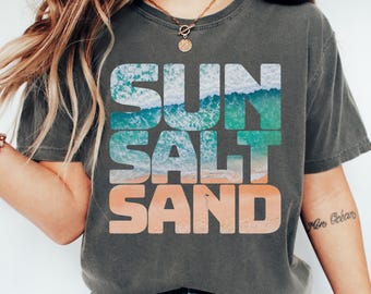 Sun, Salt, Sand Comfort Colors tee. Womens Summer shirt, Beach Coverup, Retro Summer Vibes shirt