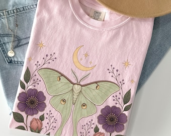 Lunamoth Forestcore T-Shirt, Cottagecore Starry Night Shirt, Fairytale Graphic Tee